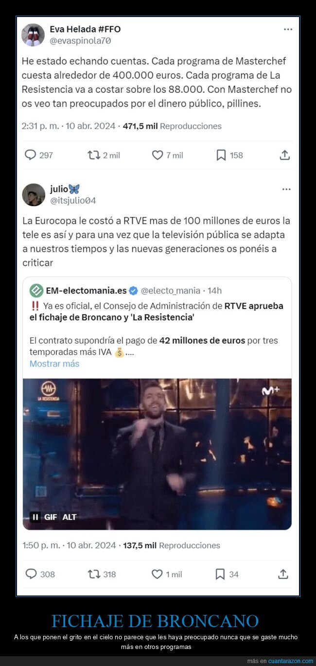 broncano,rtve,la resistencia,masterchef,eurocopa