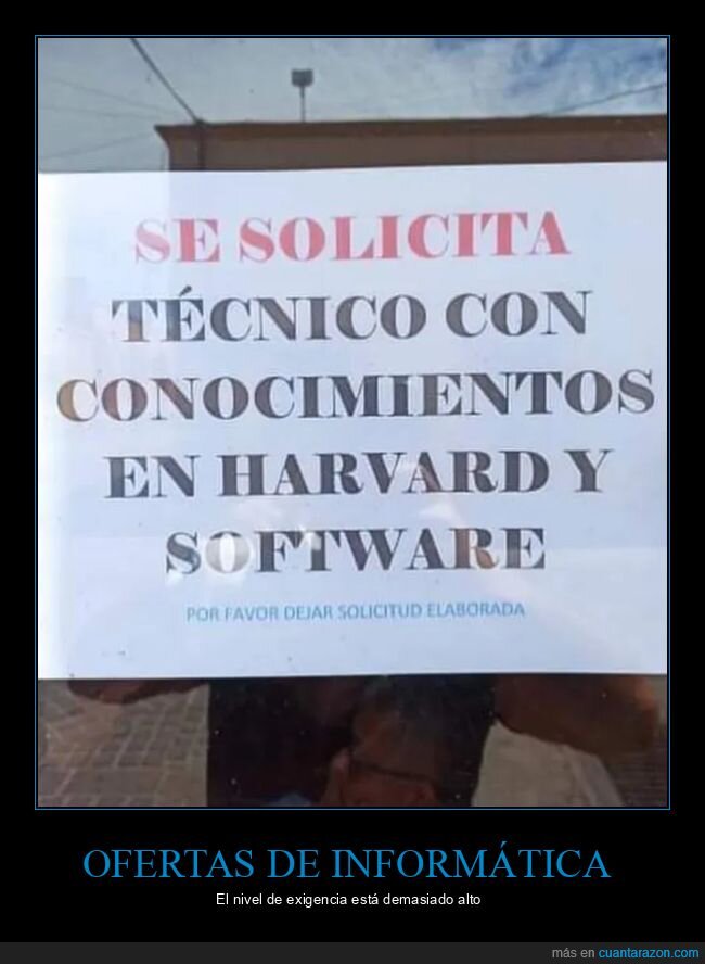 carteles,fails,hardware,harvard,oferta de empleo,software