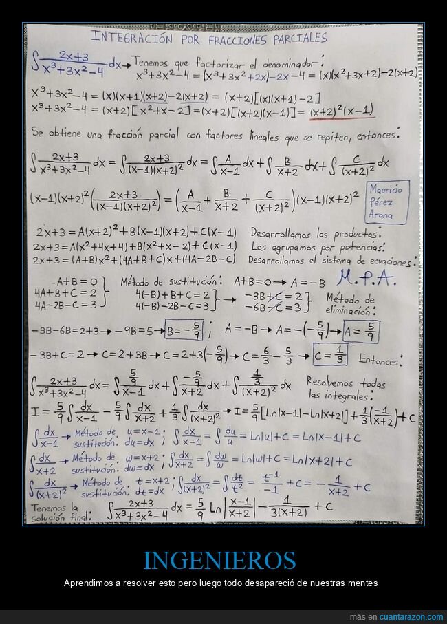 ingenieros,aprender,integración por fracciones parciales