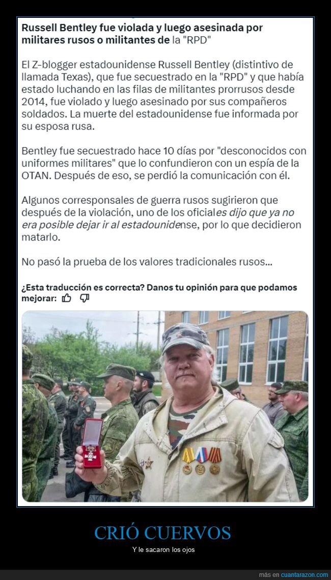 russell bentley,rusos,asesinado,compañeros,soldados