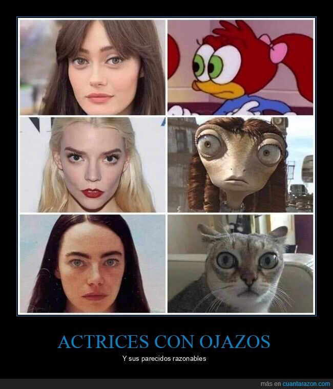 anya taylor joy,ella purnell,emma stone,ojos,parecidos