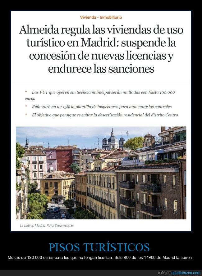 almeida,regular,viviendas turísticas,madrid,multas
