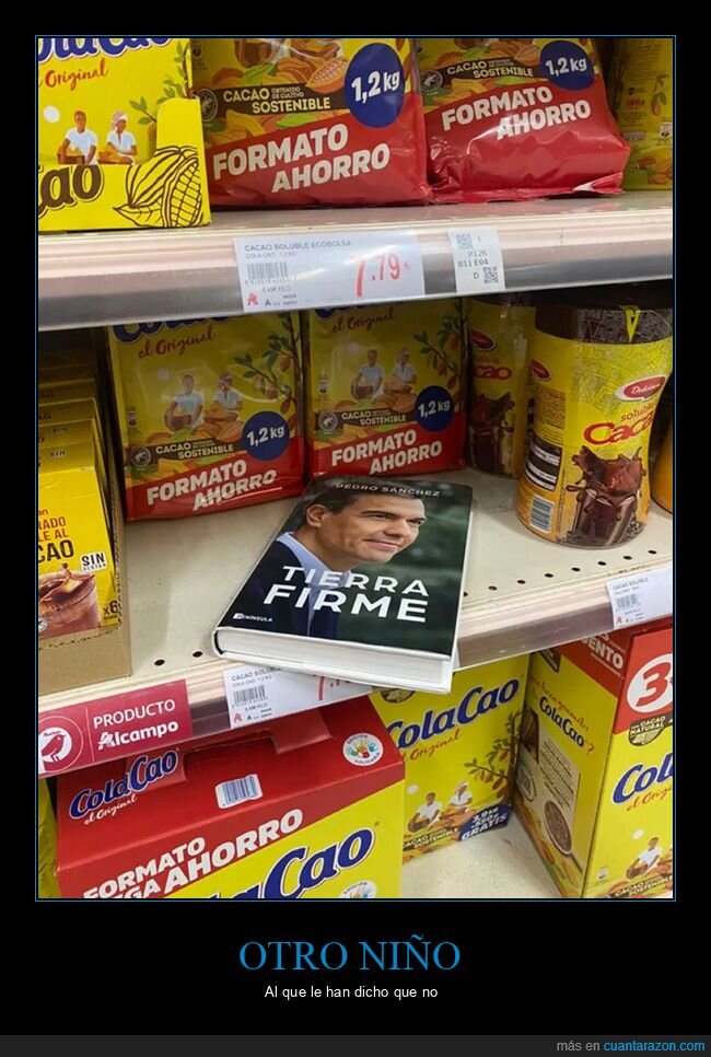 cola cao,libro,pedro sánchez,políticos,supermercado