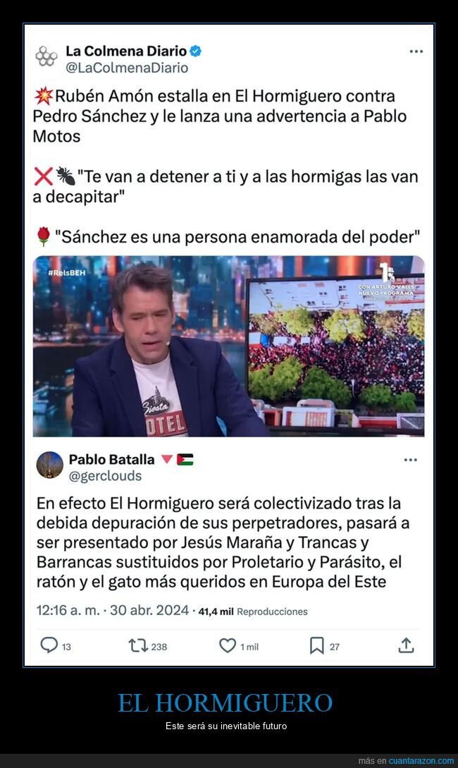 el hormiguero,pedro sánchez,proletario y parásito