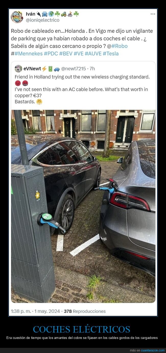 coches eléctricos,robos,cables,cargadores