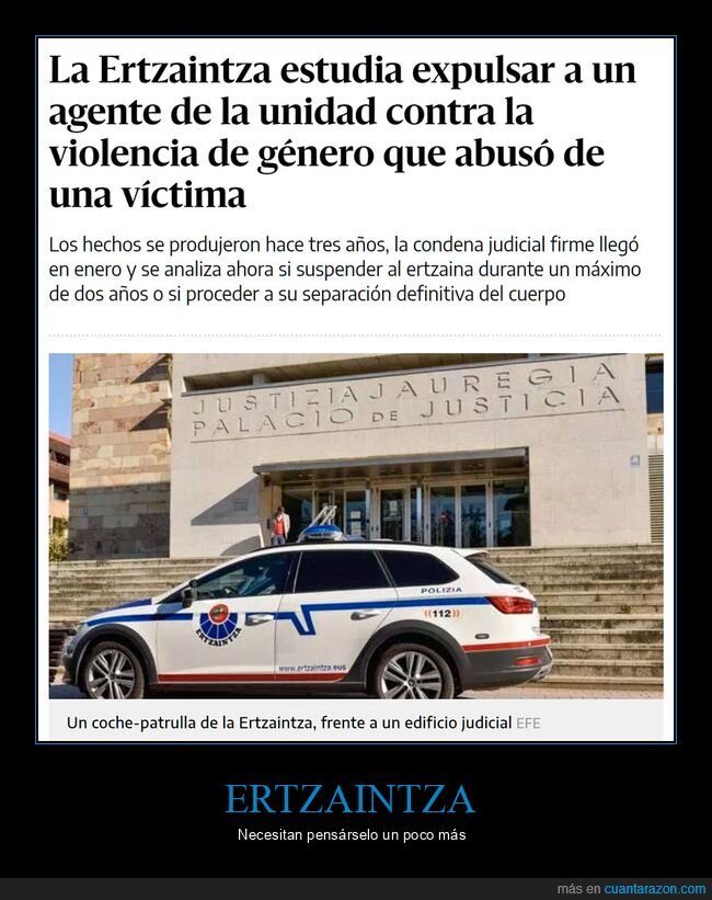 ertzaintza,expulsar,agente,violencia de género