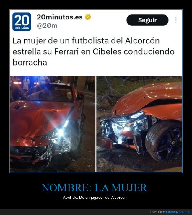 alcorcón,borracha,cibeles,coches,estrellar,fails,ferrari,futbolista