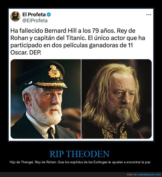 bernard hill,dep,el señor de los anillos,muerte,titanic