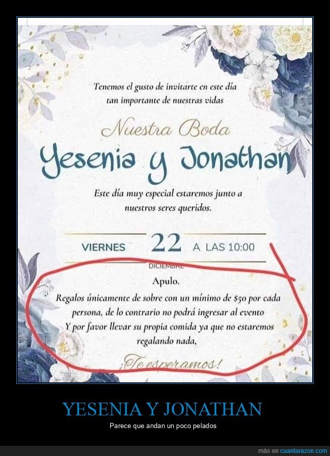 boda,comida,dinero,invitación,wtf