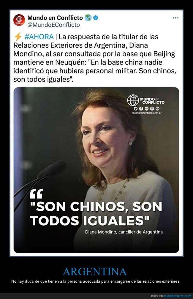 argentina,chinos,diana mondino,iguales,políticos