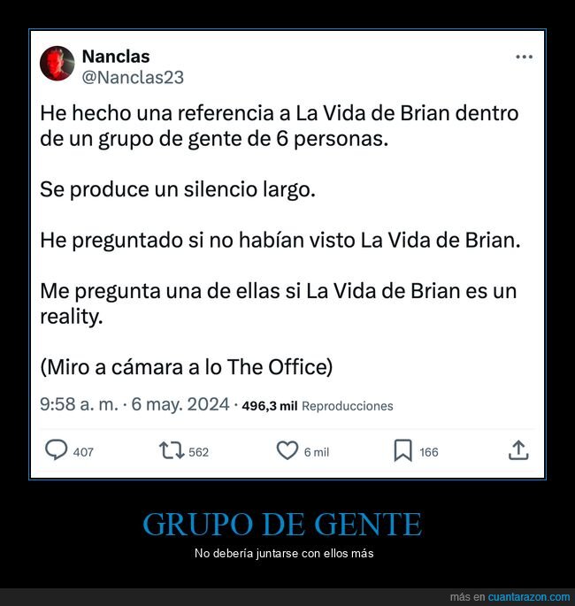 la vida de brian,referencia,reality