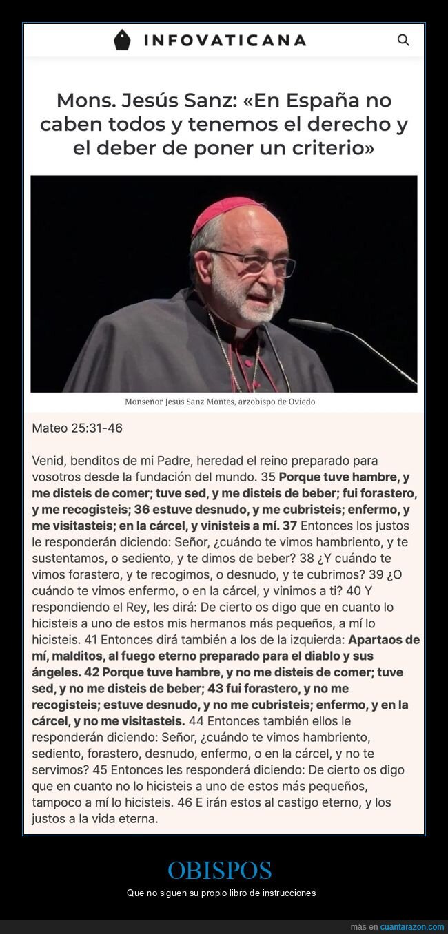 jesús sanz,obispo,inmigración