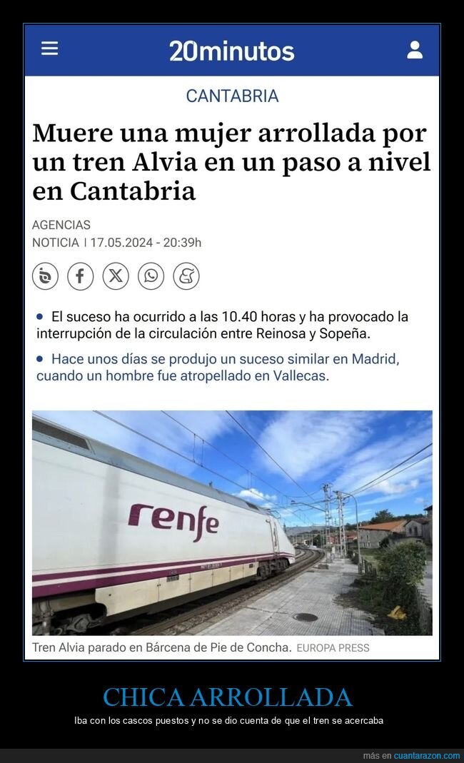 arrollada,tren,paso a nivel
