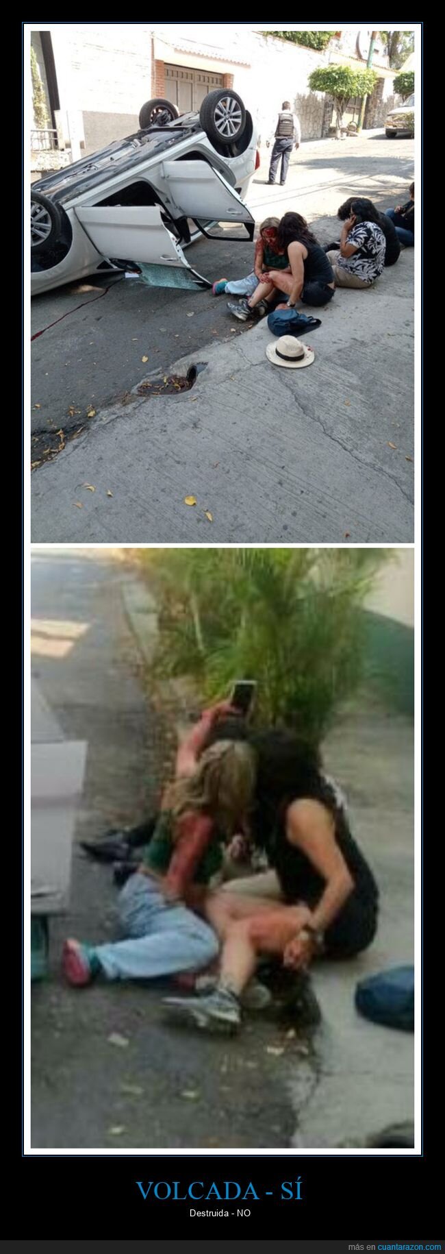 accidente,coches,selfie,volcado,wtf