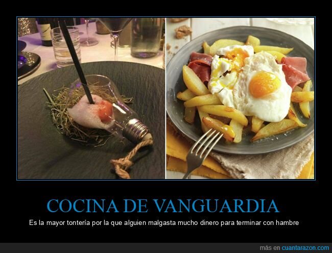 cocina de vanguardia,comida,dinero,hambre