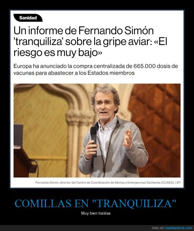 fernando simón,gripe aviar,riesgo,bajo