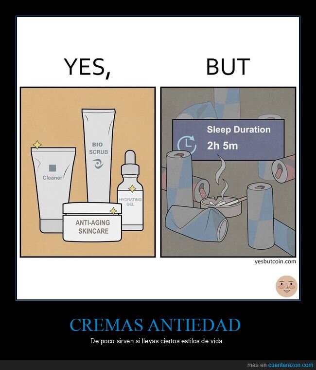 cremas antiedad,bebidas energéticas,fumar,dormir