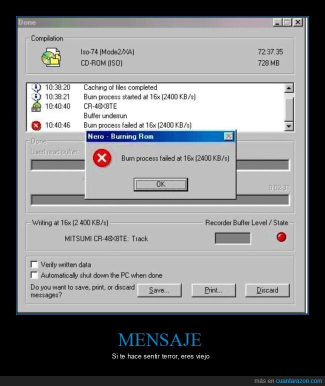 nero,cd,grabar,error