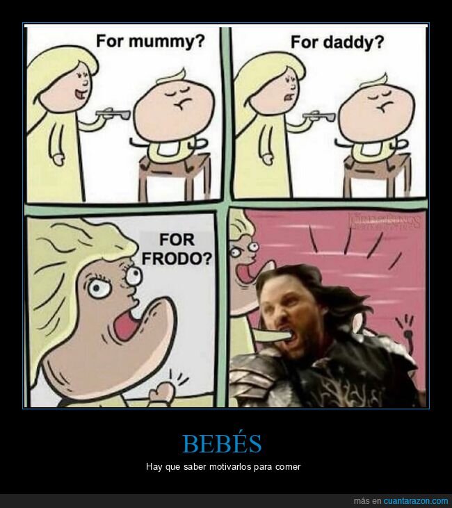madre,hijo,comer,frodo,el señor de los anillos