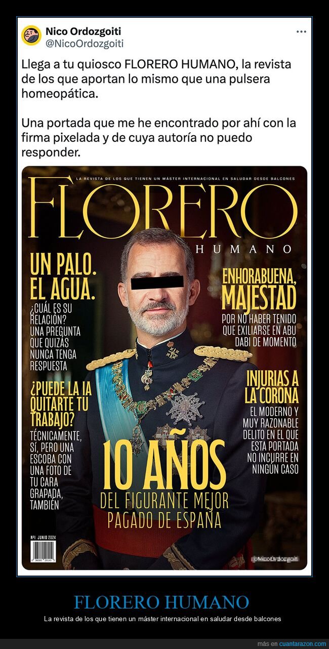 felipe vi,florero humano,revista