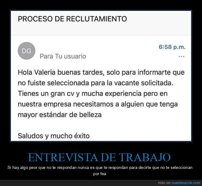 entrevista de trabajo,estándar de belleza