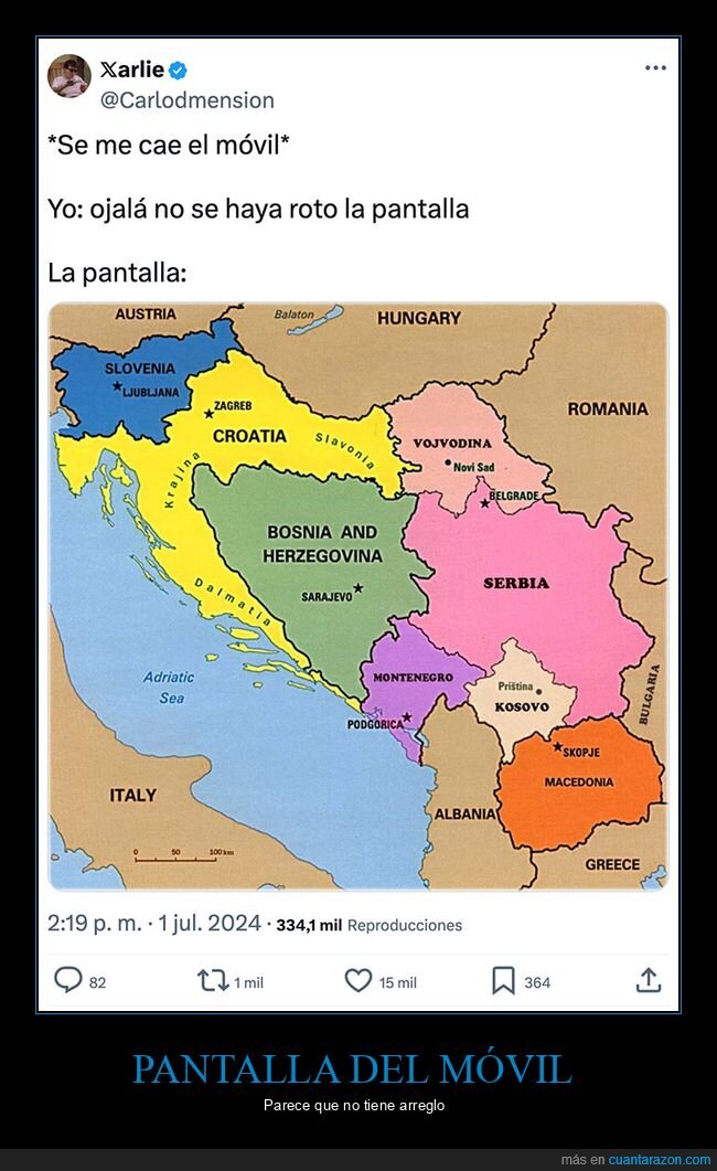 móvil,pantalla,roto,yugoslavia