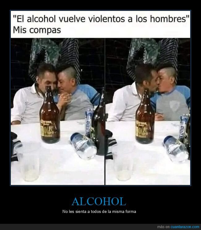 alcohol,besándose