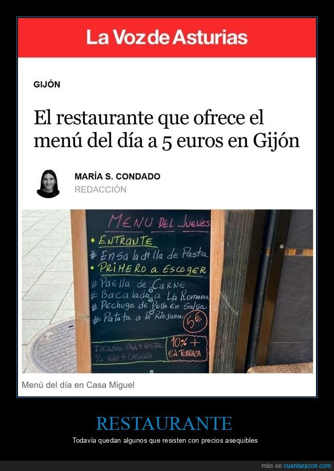 restaurante,menú del día precio