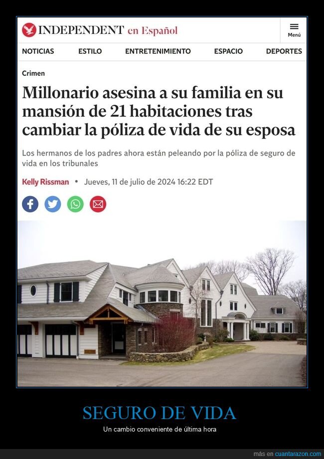 millonario,asesinar,familia,seguro de vida