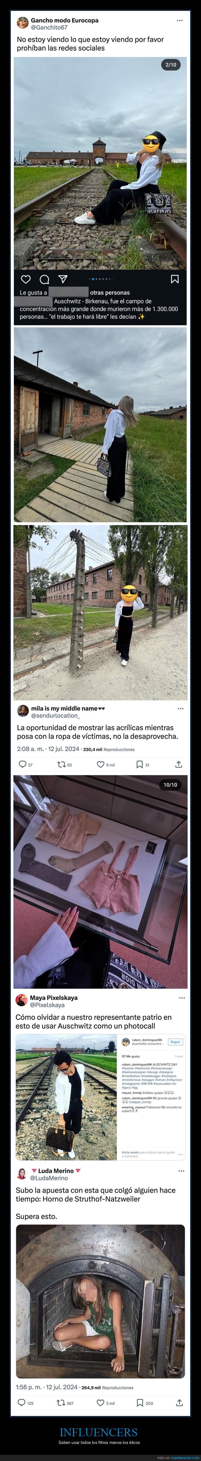 auschwitz,influencers,posando