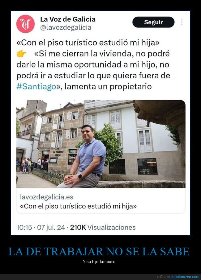 piso turístico,estudiar,hijo