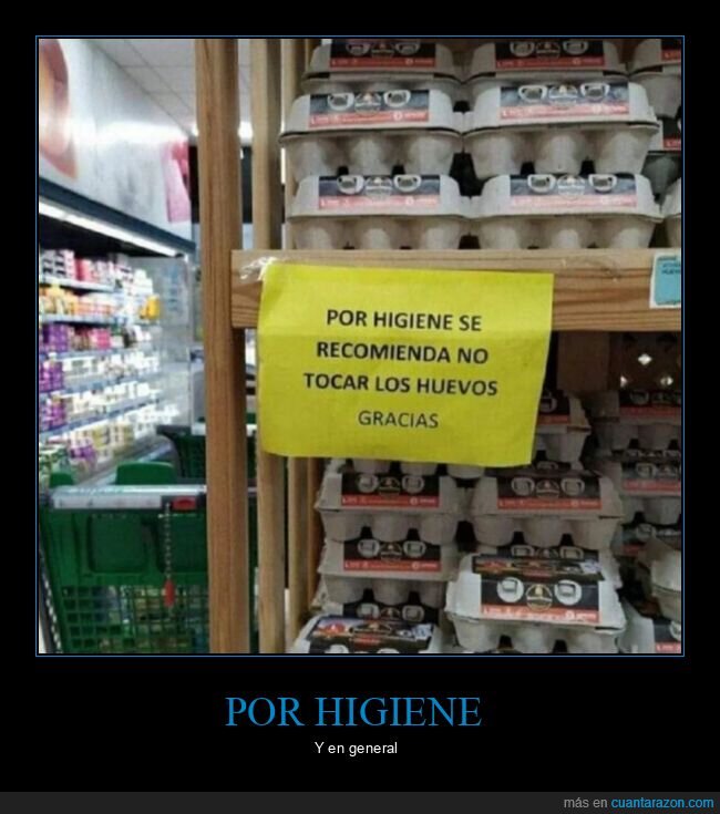 higiene,tocar,huevos,carteles