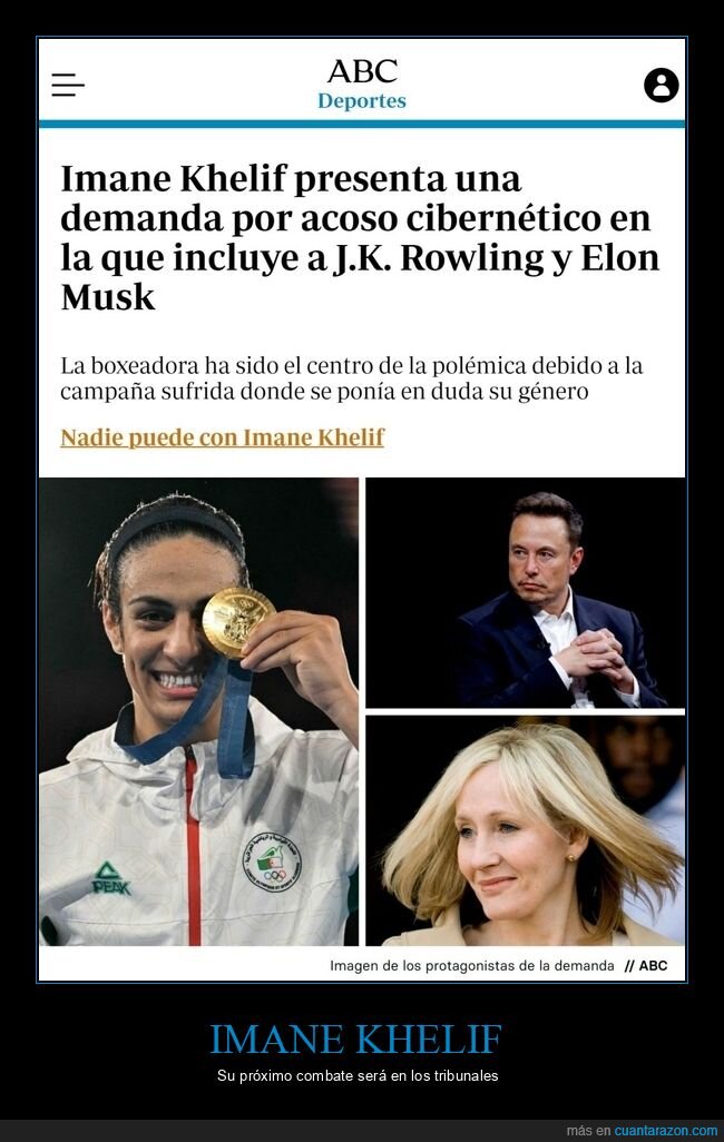 imane khelif,demanda,acoso cibernético,jk rowling,elon musk