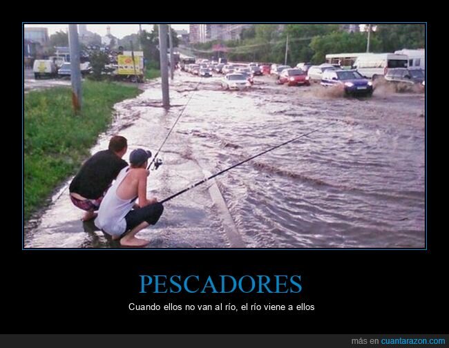 pescando,calle,inundación