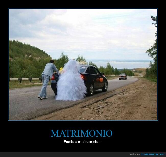 coche,empujando,boda