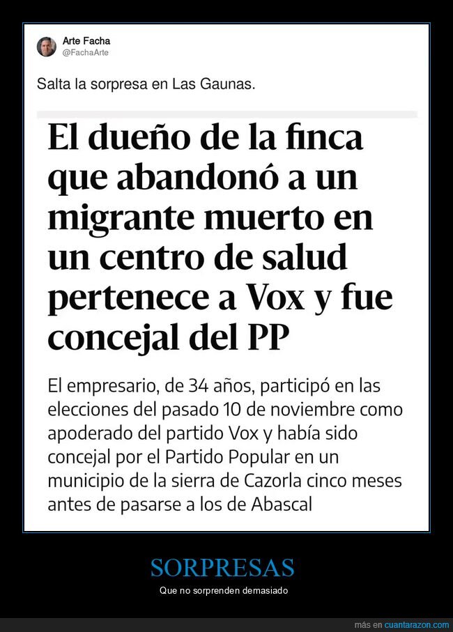 empresario,abandonar,migrante,muerto,vox,pp