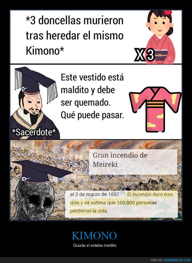 incendio de meireki,kimono,maldito