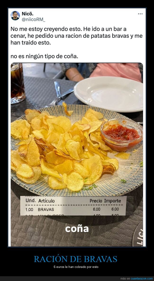 patatas bravas,ración,precio