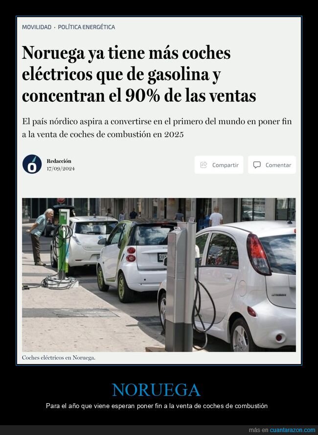 coches eléctricos,gasolina,ventas,noruega