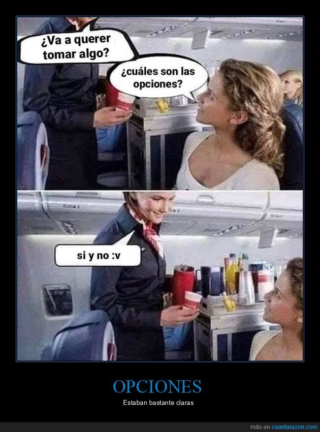 avión,azafata,opciones