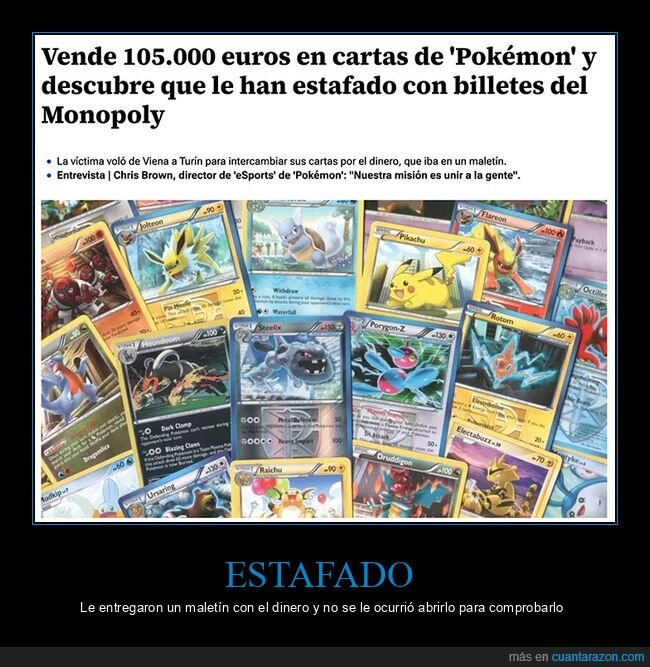 billetes,cartas,estafa,monopoly,pokemon