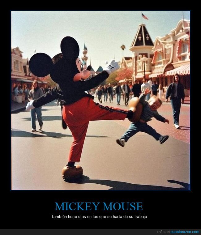 mickey mouse,patada,niño