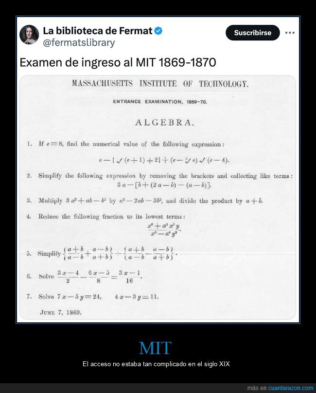 mit,examen,acceso,siglo XIX