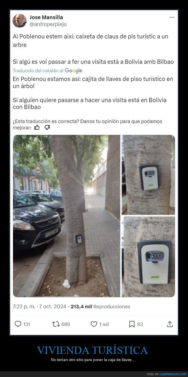 vivienda turística,caja,llaves,árbol