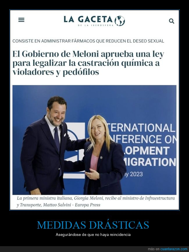 meloni,castraci&oacute;n qu&iacute;mica