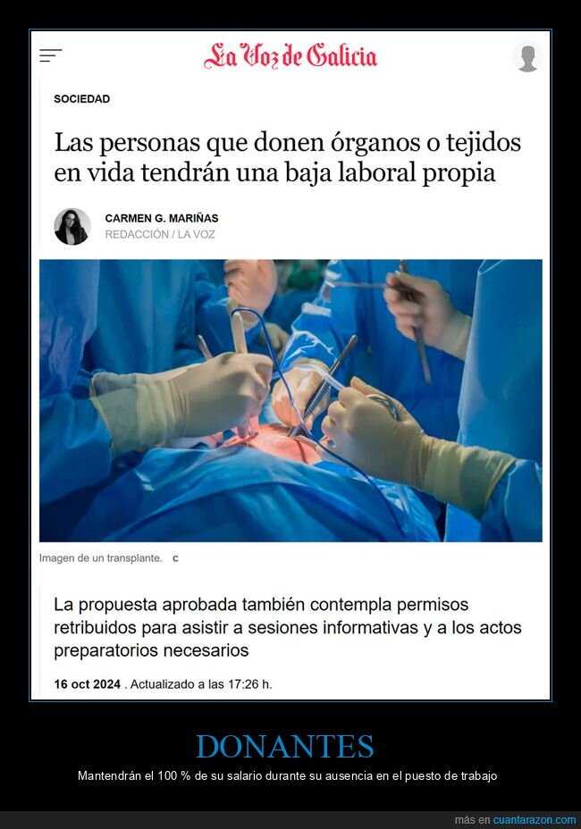donar,órganos,baja laboral