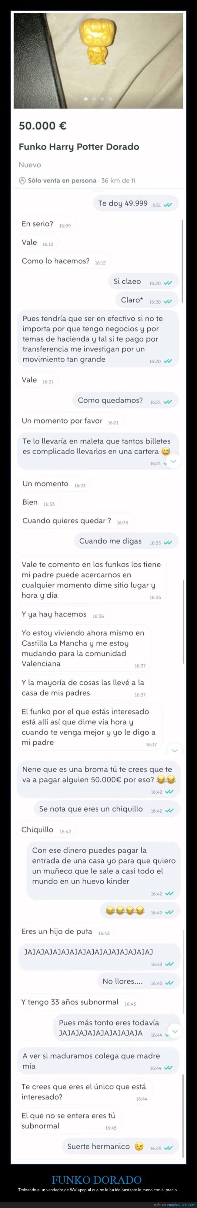 dorado,funko,harry potter,precio,trolling,wallapop
