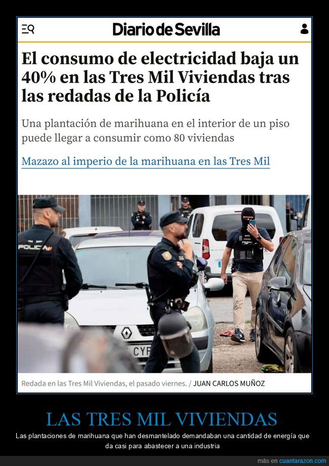 3000 viviendas,electricidad,redadas,policía