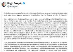 Enlace a Las notas de la comunidad resumen la carta de dimisión de Íñigo Errejón