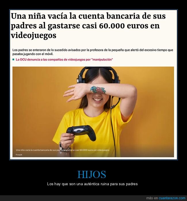 cuenta bancaria,niña,padres,videojuegos